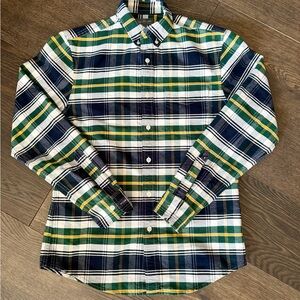 L.L. Bean Signature Slim Fit Plaid Button Down Shirt Green Navy Small (SLIM FIT)
